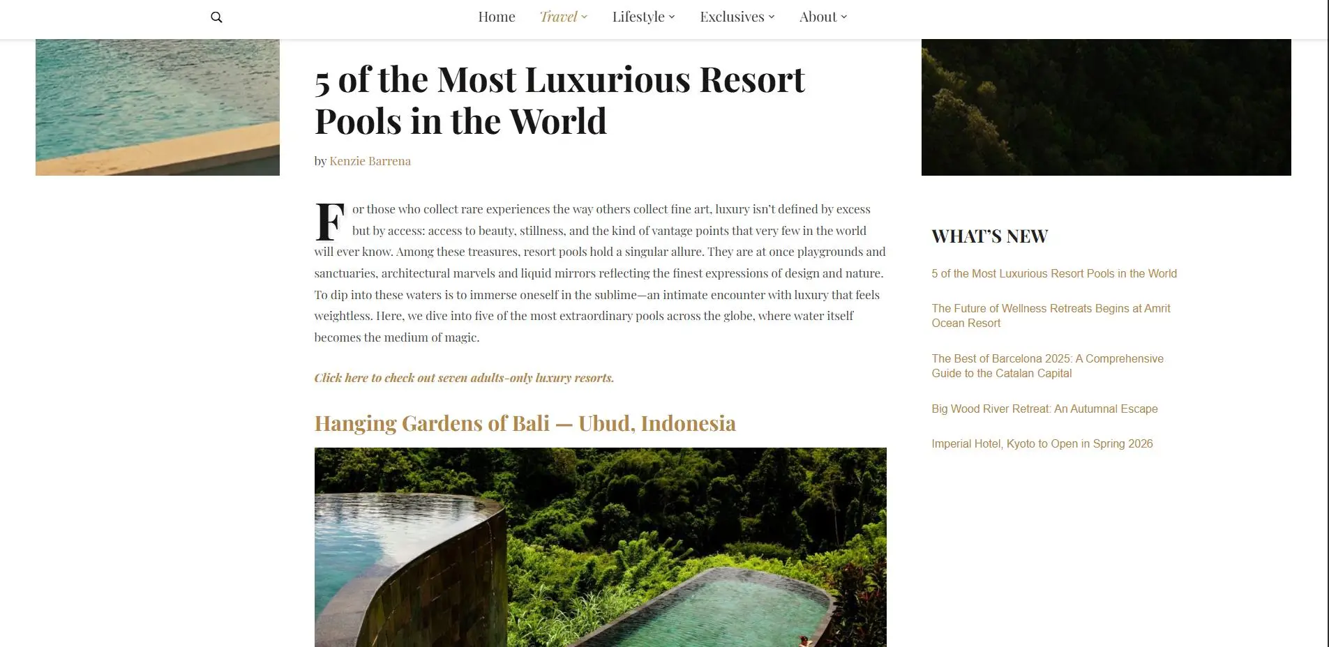 Luxe Getaways - 5 of the Most Luxurious Resort Pools in the World