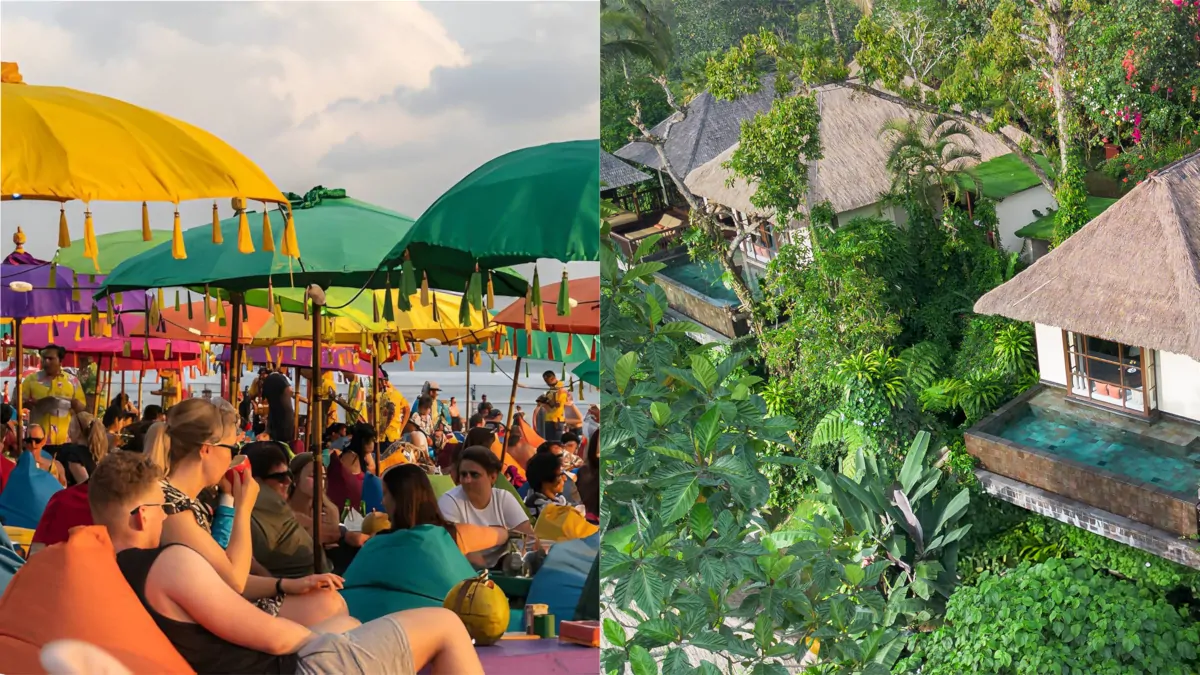Bali travel contrast beach club vs jungle villa quiet luxury Ubud 2026 trend