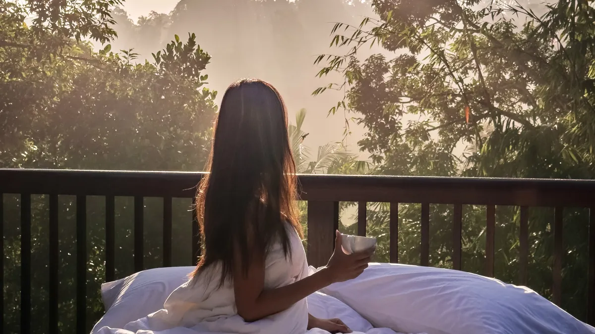 Digital detox luxury holiday in Ubud Bali overlooking the rainforest